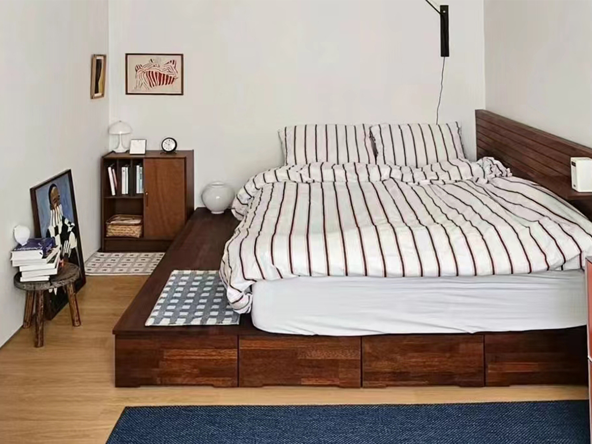 wooden bed wooden bed
