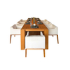 Wood and Fabric Dining Table Set