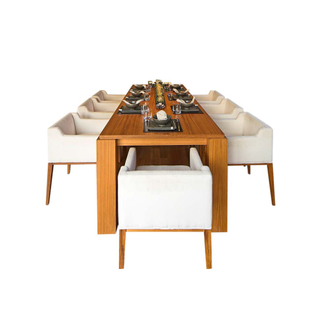 Wood and Fabric Dining Table Set