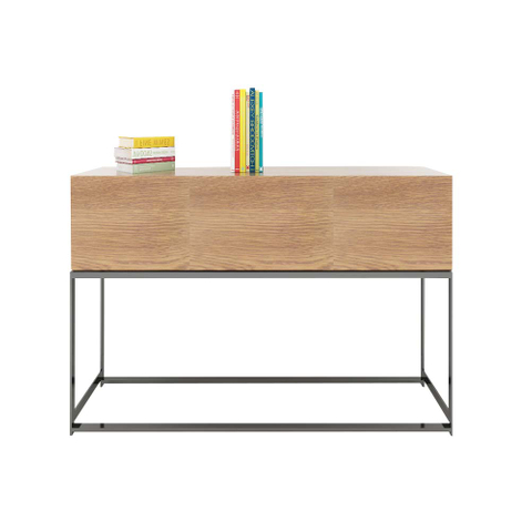 Natural Wood and Metal Console Table