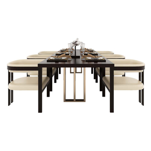 Wood and Leather Dining Table and Chair Set