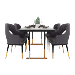 Metal and Leather Dining Table Set