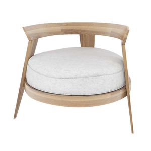 Round Fabric Ottoman on Wooden Legs