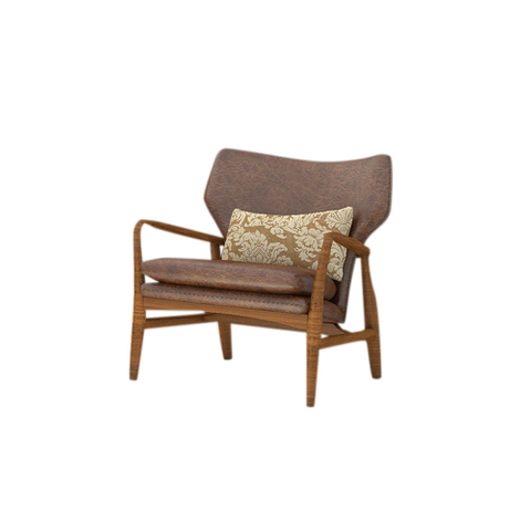 Leather and Wood Lounge Chair