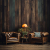 Leather and Wood Lounge Sofa