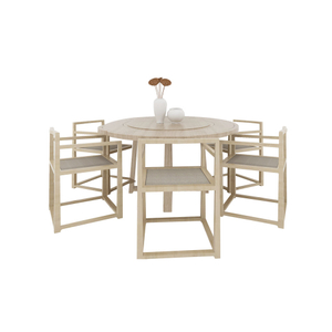 Natural Wood Round Dining Table Set