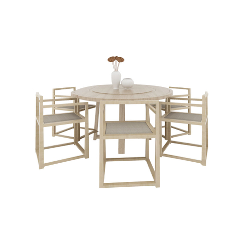 Natural Wood Round Dining Table Set