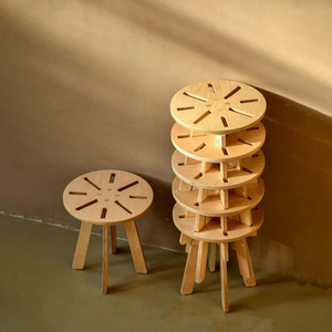 Round Birch Plywood Stool
