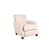 White Fabric Armchair with Nailhead Trim