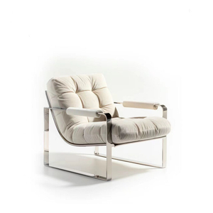 Mid Century Modern Milo Baughman Style Chrome Scoop Lounge Chair