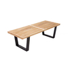 Slatted Wooden Bench with Metal Legs